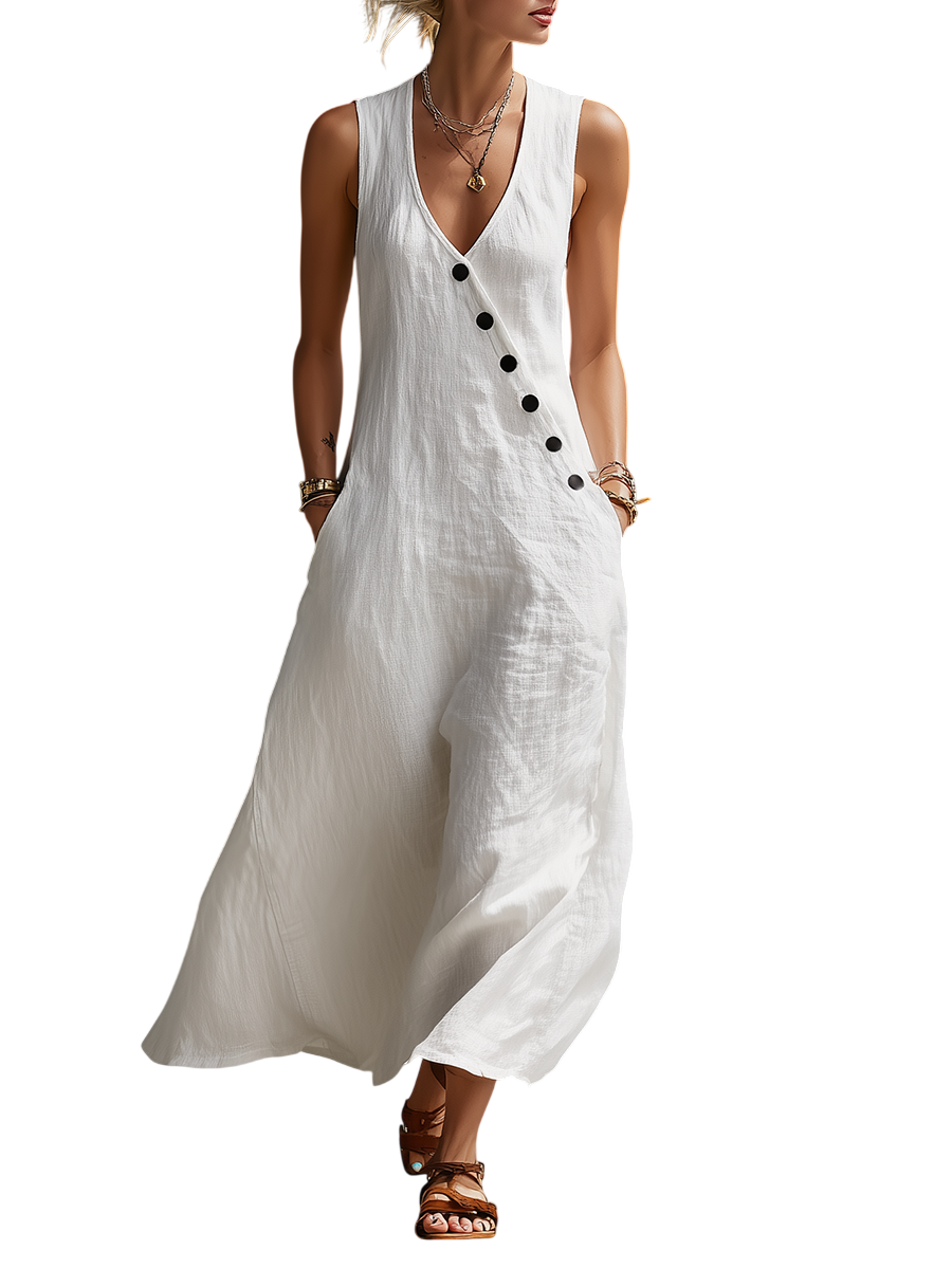 Button-Up Maxi Dress — Comfortable Minimalist Everyday Wear
