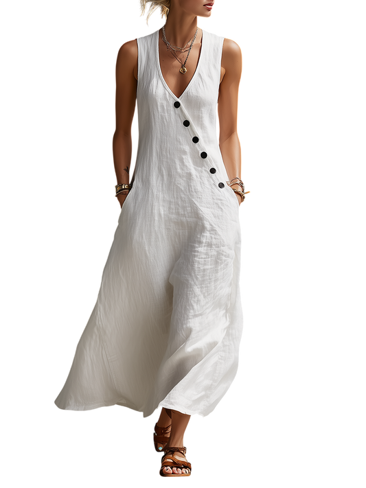 Button-Up Maxi Dress — Comfortable Minimalist Everyday Wear