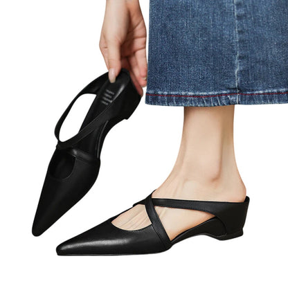 Stylish Cross-Strap Pointed-Toe Mules
