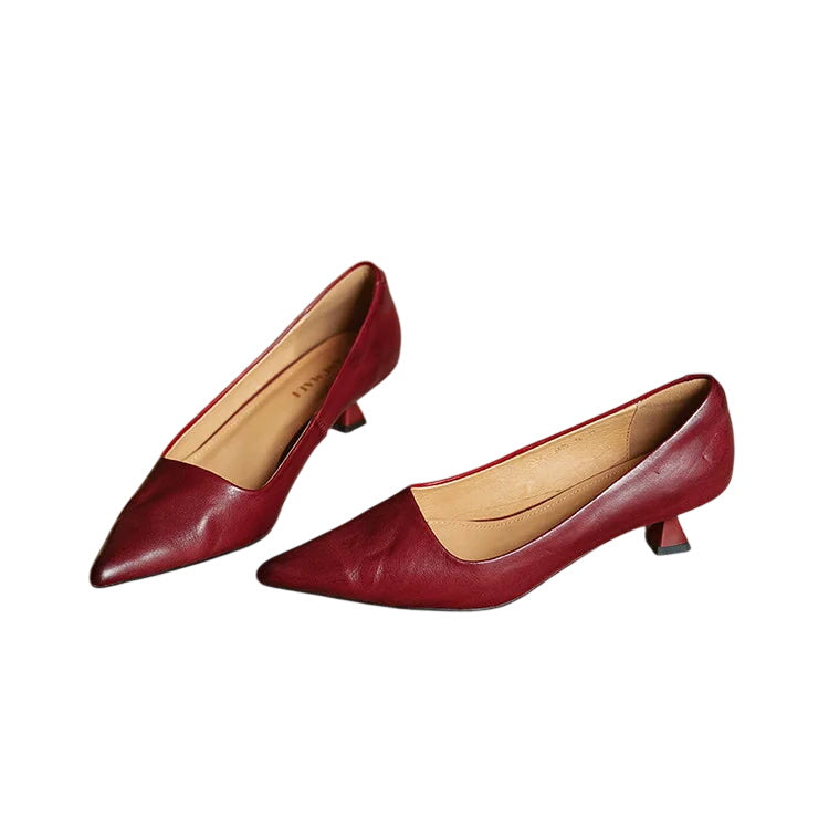 Women's Genuine Leather Kitten Heels