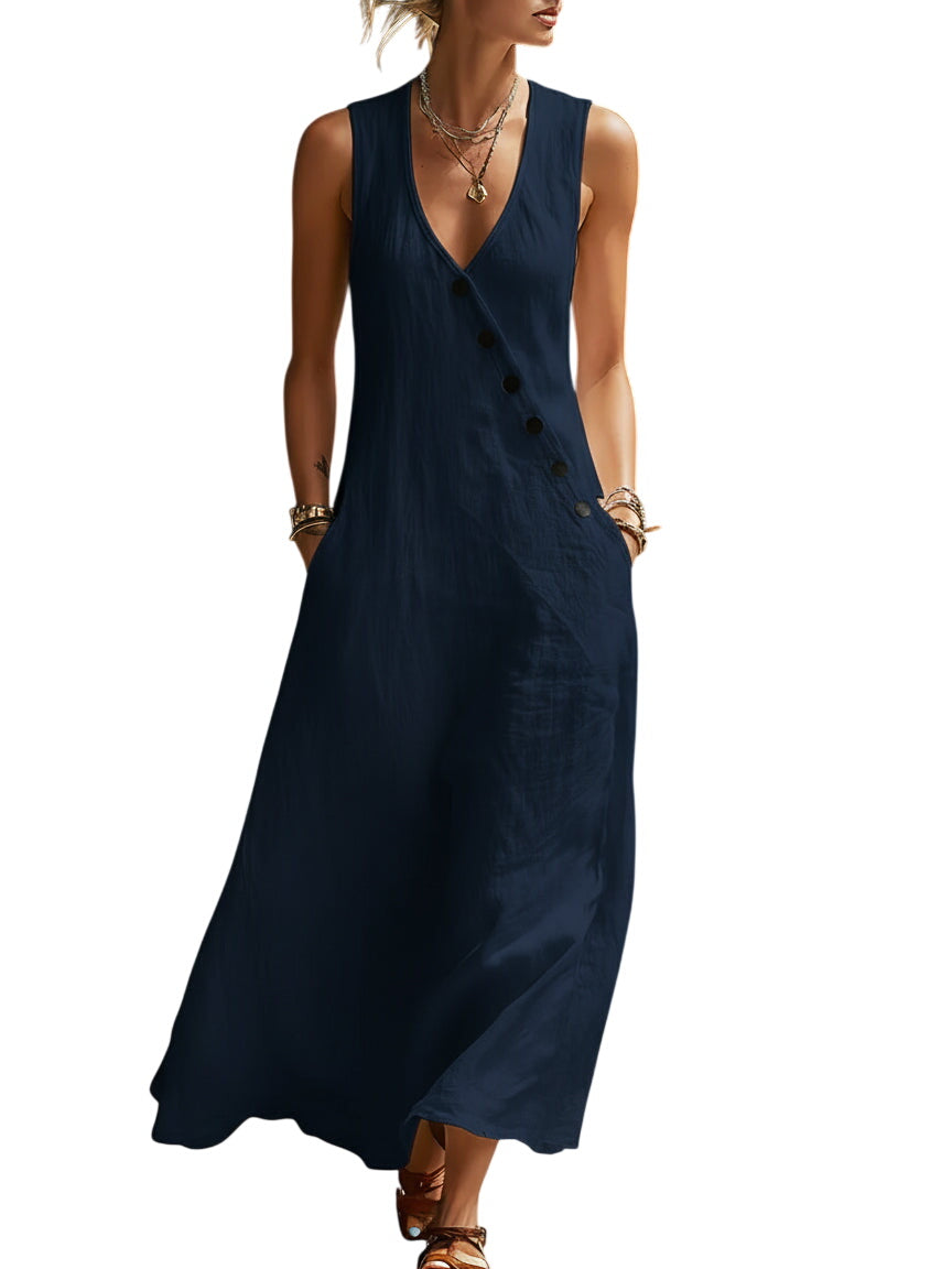 Button-Up Maxi Dress — Comfortable Minimalist Everyday Wear